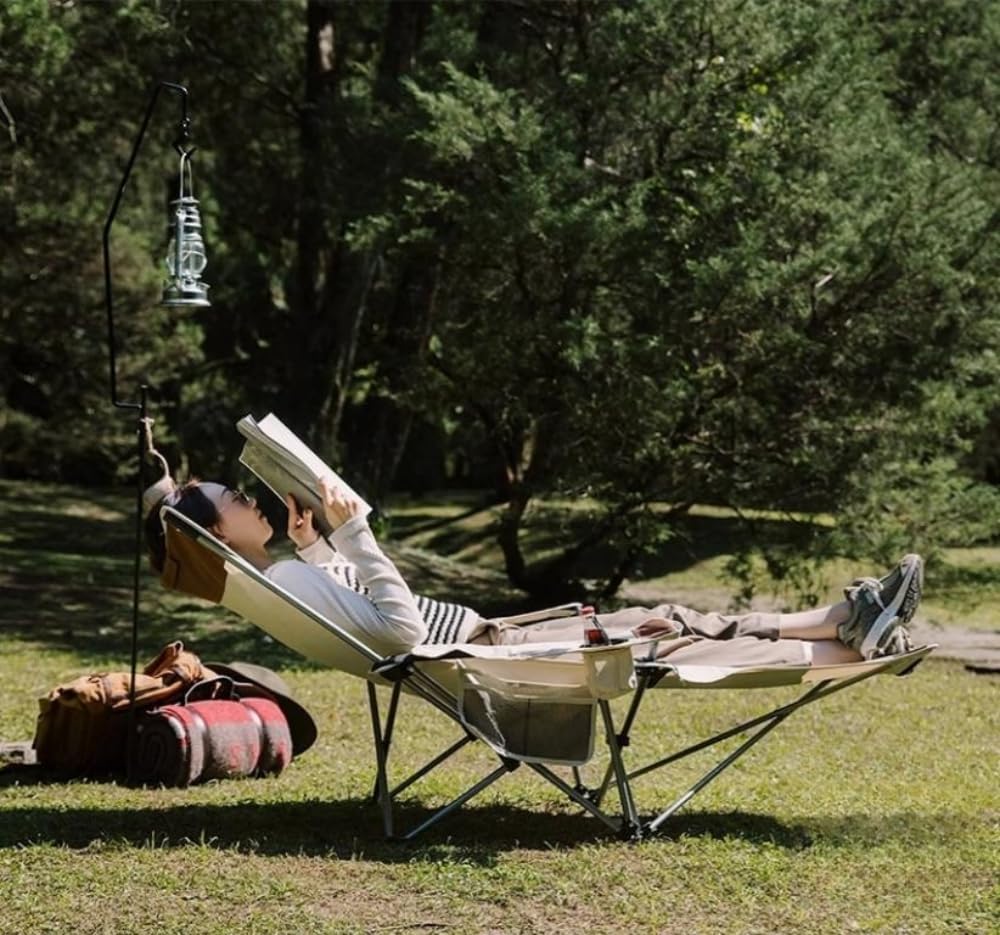 ATFTZL – Mecedora para viajes por carretera al aire libre, silla plegable y silla de campamento al aire libre, reposapiés portátil, silla de playa