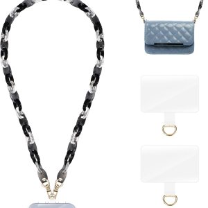 Correa cruzada para teléfono celular, correa de cadena ajustable para teléfono con 2 almohadillas de TPU, funciona con iPhoneSamsung, cadena de Correa cruzada para teléfono celular, correa de cadena ajustable para teléfono con 2 almohadillas de TPU, funciona con iPhoneSamsung, cadena de