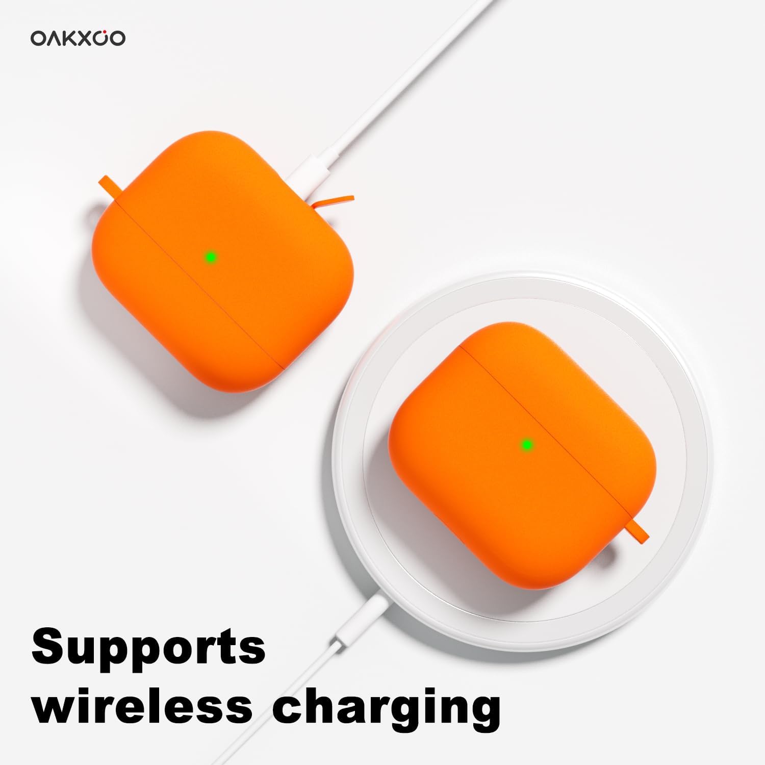 Oakxco Funda de silicona para Airpods 3, bonita funda rígida femenina para Airpods de tercera generación con llavero, gel de goma colorido suave TPU