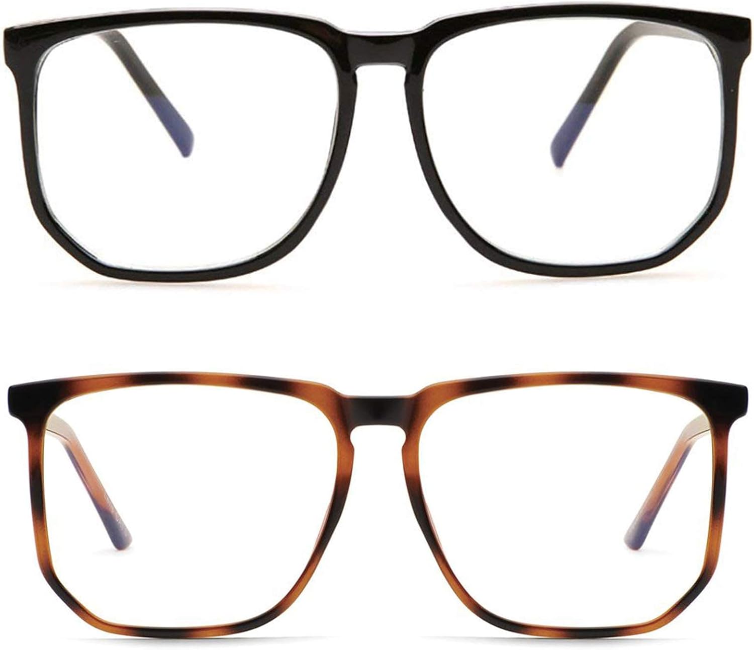 SHEEN KELLY 2 lentes de bloqueo de luz azul vintage TR90 de gran tamaño para cara media grande, marco cuadrado, gafas Nerd