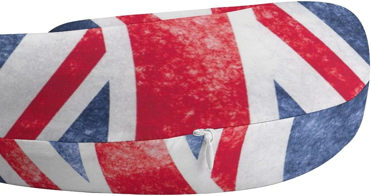 CTOITLKF Almohada de viaje, almohada de cuello con bandera británica vintage de Union Jack para viajar, almohada de apoyo portátil de espuma