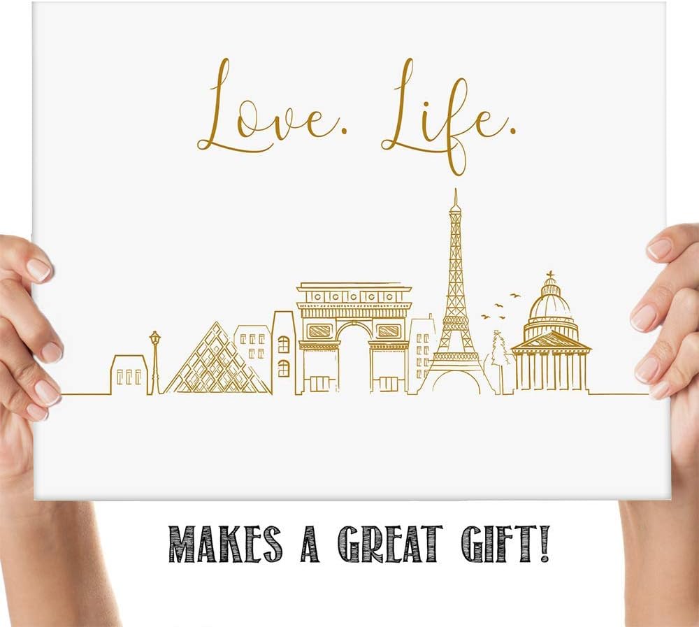 TJ Originals – Mónaco, Moscú, París, Roma, Europa Souvenirs City Landscape Skyline Travel Art – Impresión artística de pared en blanco y negro sin