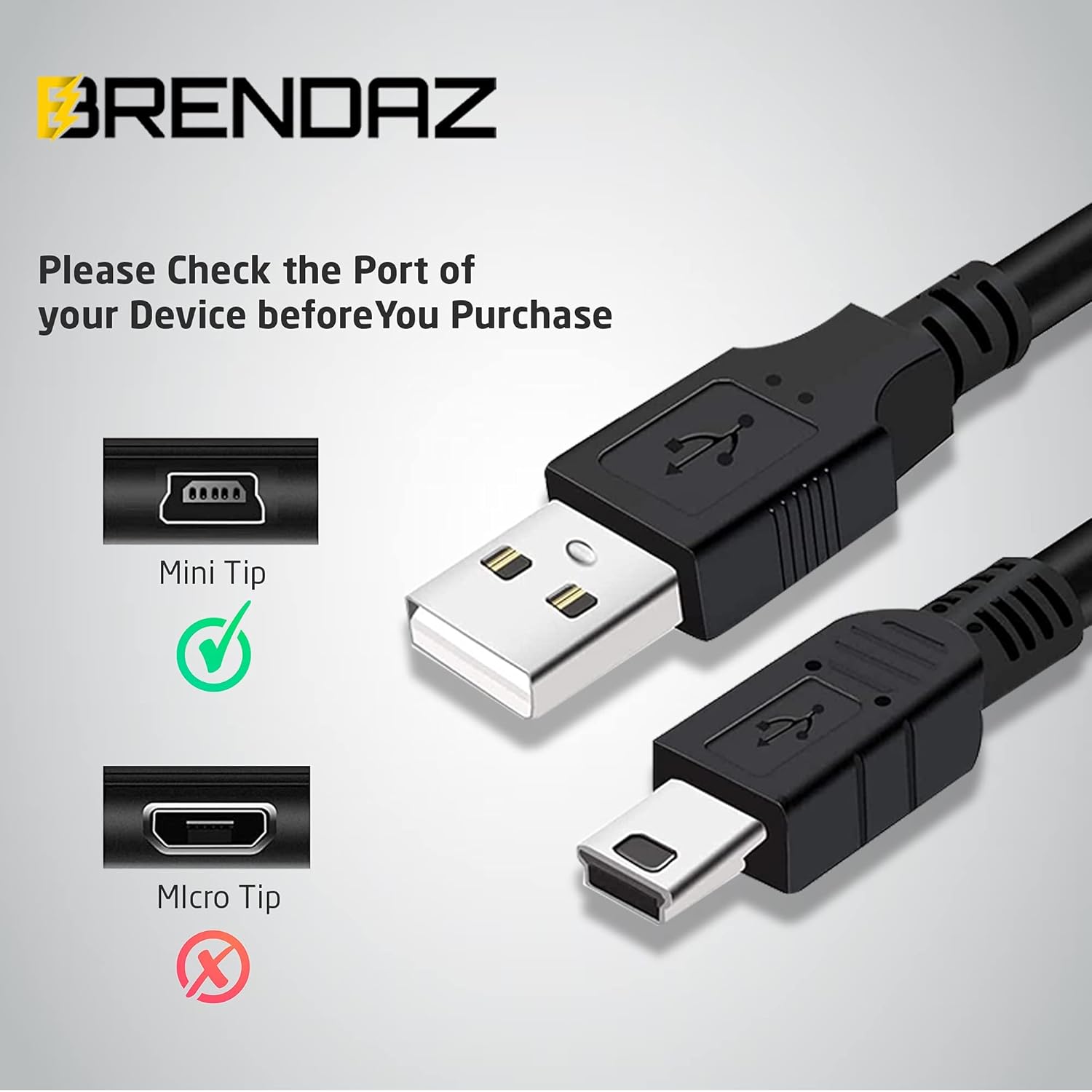 Cable mini USB a USB 2.0  Cable de carga rápida USB A a Mini B USB  Cable de carga de cámara compatible con GoPro HERO4 Hero3, Snowball iCE,