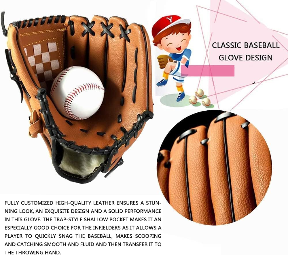 Guante de béisbol, guante de sóftbol, guante de mano izquierda, guante de béisbol para hombres adultos y jóvenes, para practicar, entrenamiento,