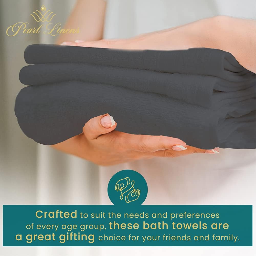 Pearl Linens Juego de 6 toallas de baño 100% algodón prémium para gimnasio, piscina y spa, 24 x 50 pulgadas, toallas de baño de lujo, 500 GSM,
