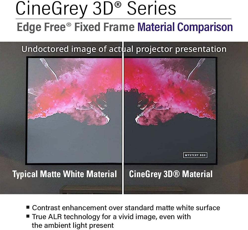 Akia Screens ALR Projector Screen 103 inch 169 4K Standard Throw Projection, High Contrast, Ceiling Ambient Light Rejecting Screen, Edge Free Fixed