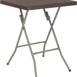 Flash Furniture – Mesa plegable cuadrada de plástico de ratán marrón de 1.95 pies Flash Furniture – Mesa plegable cuadrada de plástico de ratán marrón de 1.95 pies