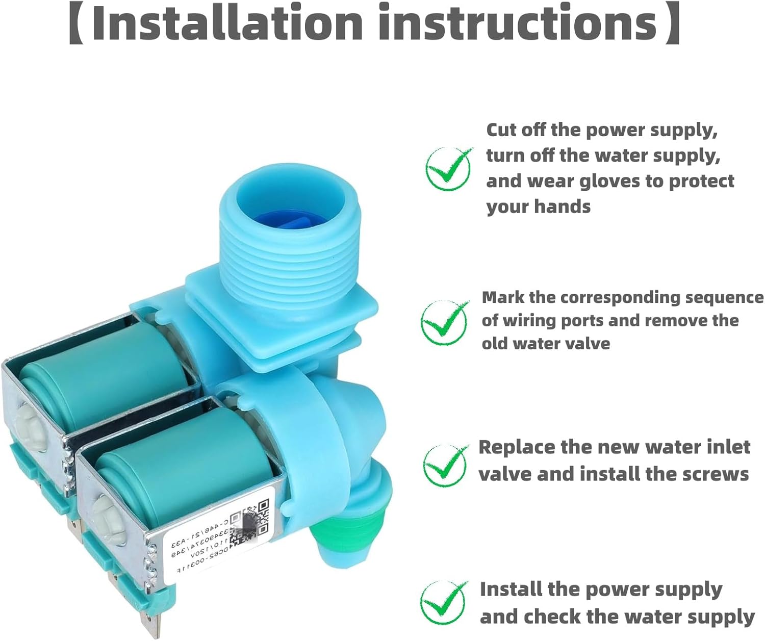DC62-00311F Válvula de entrada de agua compatible con lavadora Samsung, reemplaza los recambios de la válvula electromagnética WA40J3000AW,