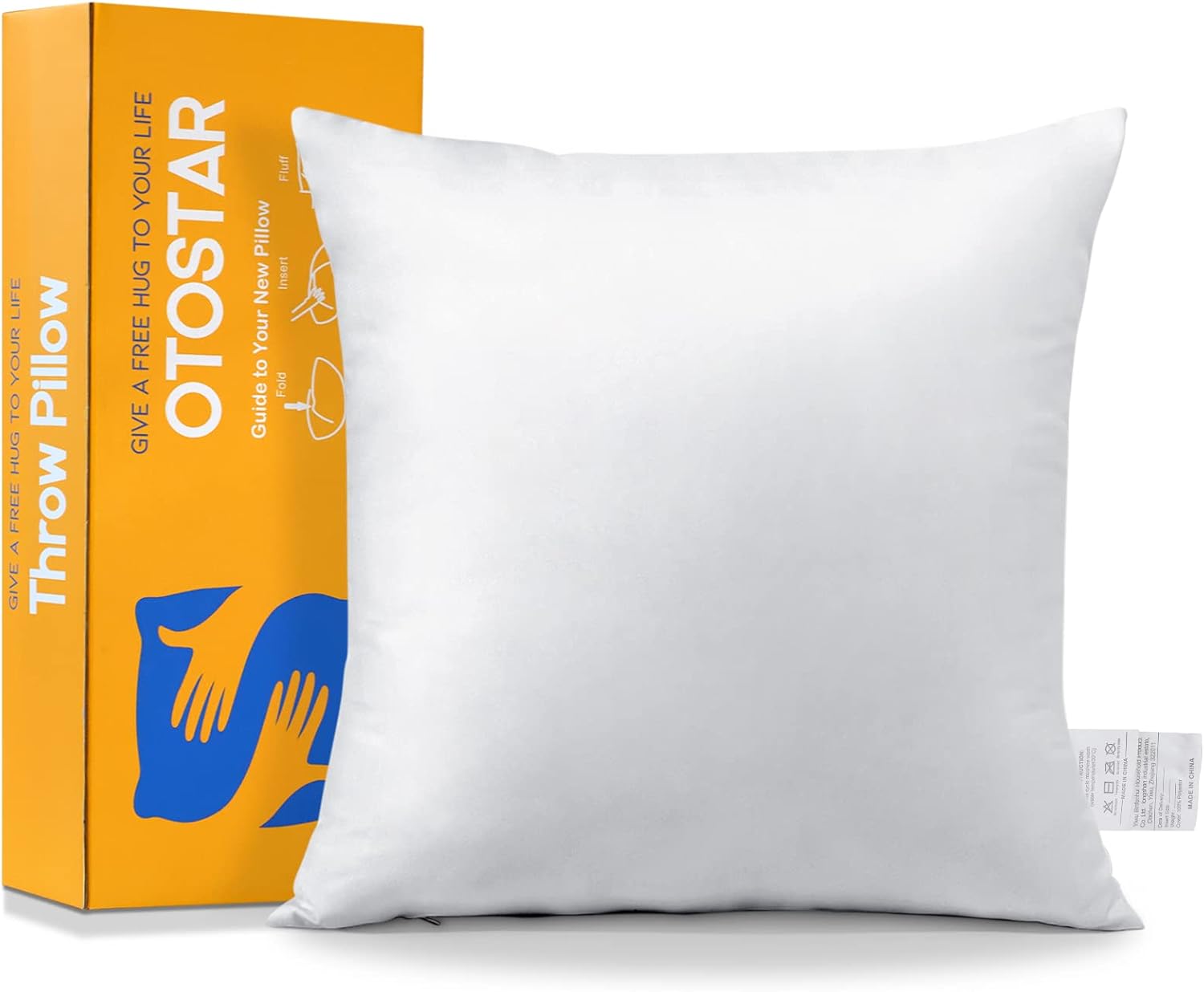 OTOSTAR Cojín cuadrado de 16 x 16 pulgadas, cojín interior suave, esponjoso, relleno de cojín blanco, decorativo