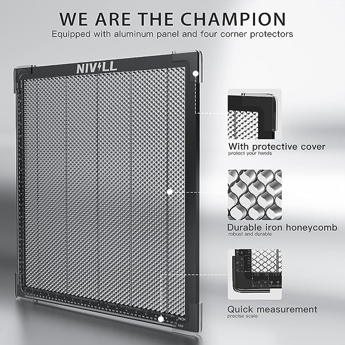 Cama láser de panal de abeja de 19.68 x 19.68 x 0.87 pulgadas para xTool D1 Pro Extension Panel de trabajo de panal con panel de aluminio para