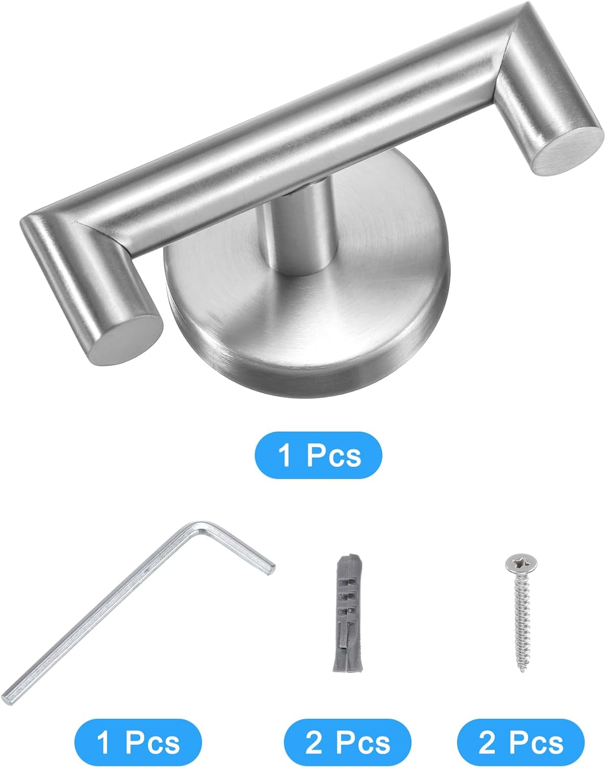 uxcell Gancho de baño, 1 gancho de acero inoxidable impermeable para toallabata con tornillos para cocina, puerta, gabinete, baño, vestíbulos,