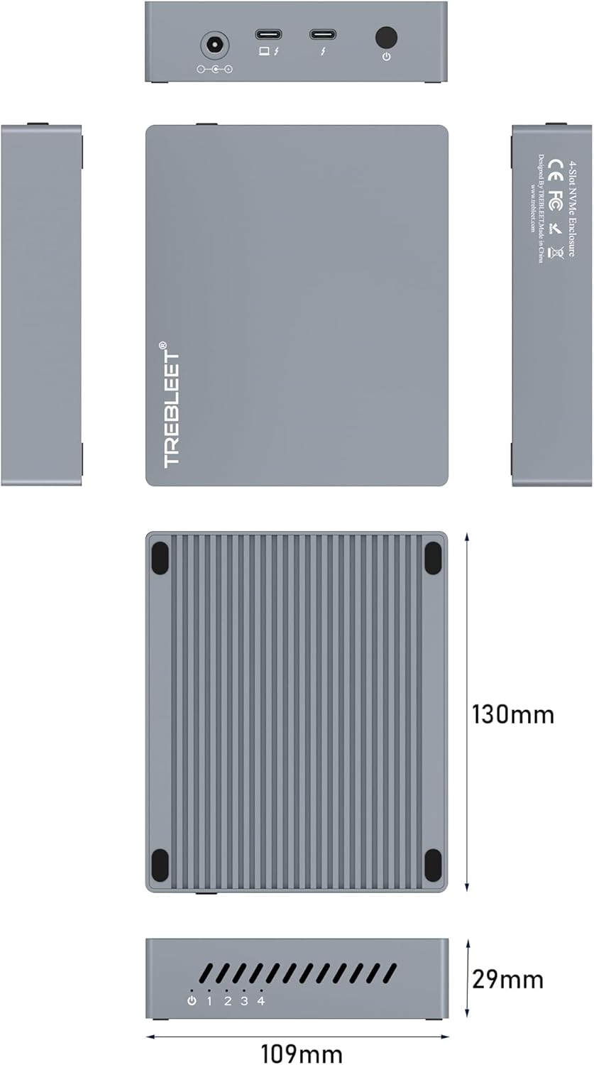 Carcasa SSD Thunderbolt 3 de cuatro ranuras M.2 NVMe de 40 Gbps hasta 2800 MBs compatible con Thunderbolt 2 compatible con M1 M2