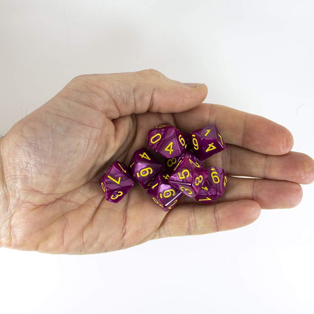 Dados de perlas granate – Juego de 8 D10 – ‘Ciruela’