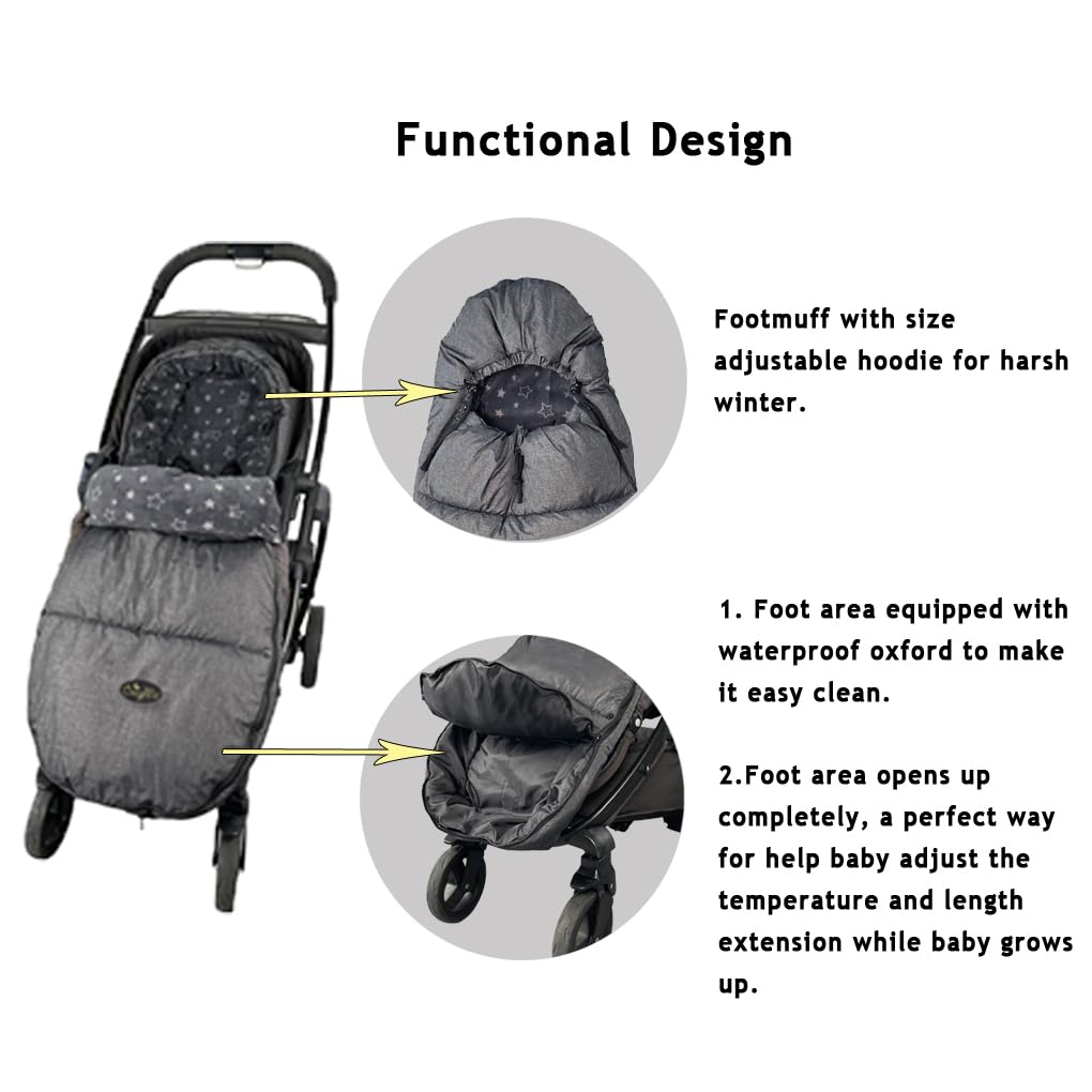Saco para cochecito de bebé, manta con capucha para cochecito para bebé, bolsa para cochecito de cochecito con forro polar multiusos, funda cálida