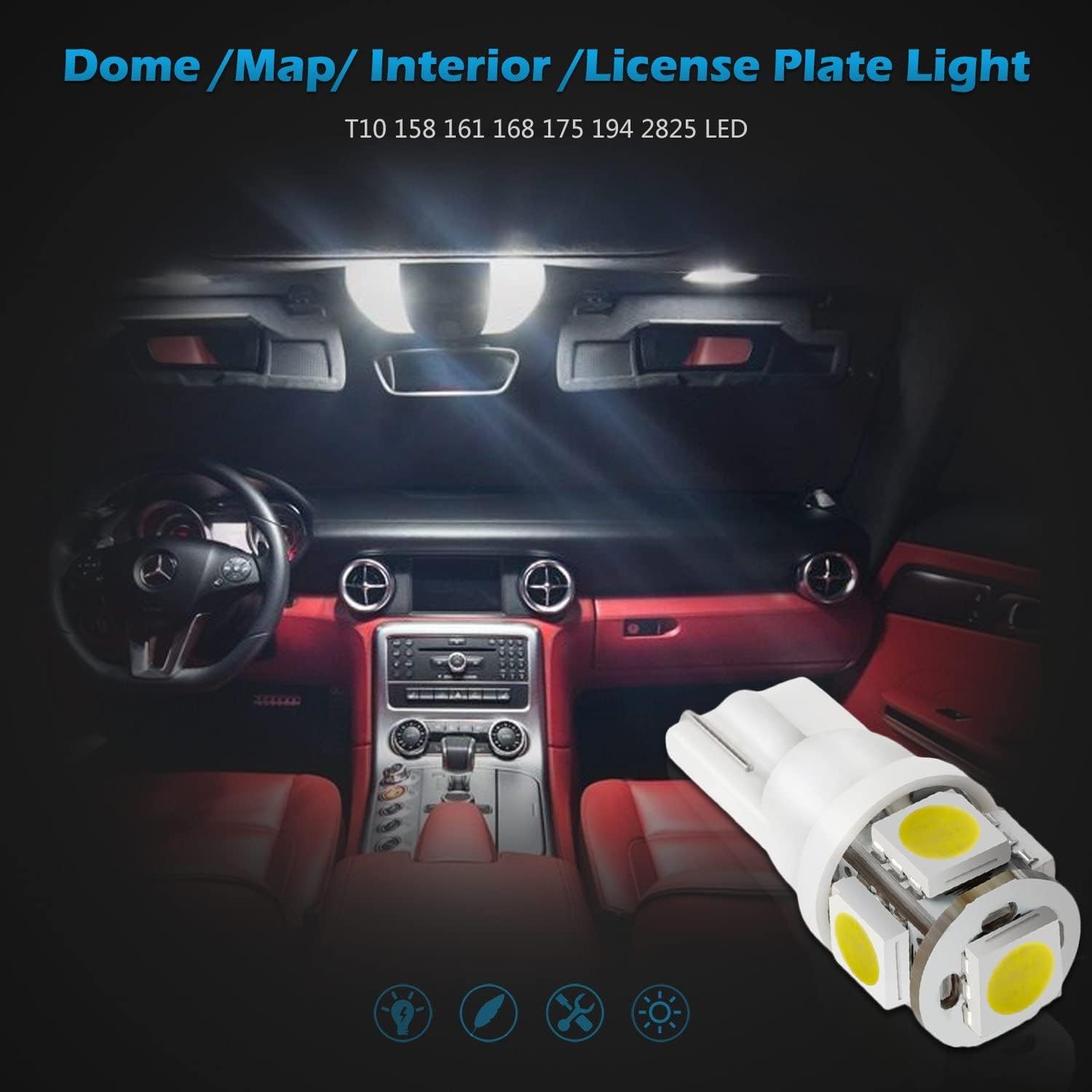 Partsam paquete de 12 luces LED para Acura 2004-2008 mapadomoespejoguanteracajaplaca, focos LED, Blanco