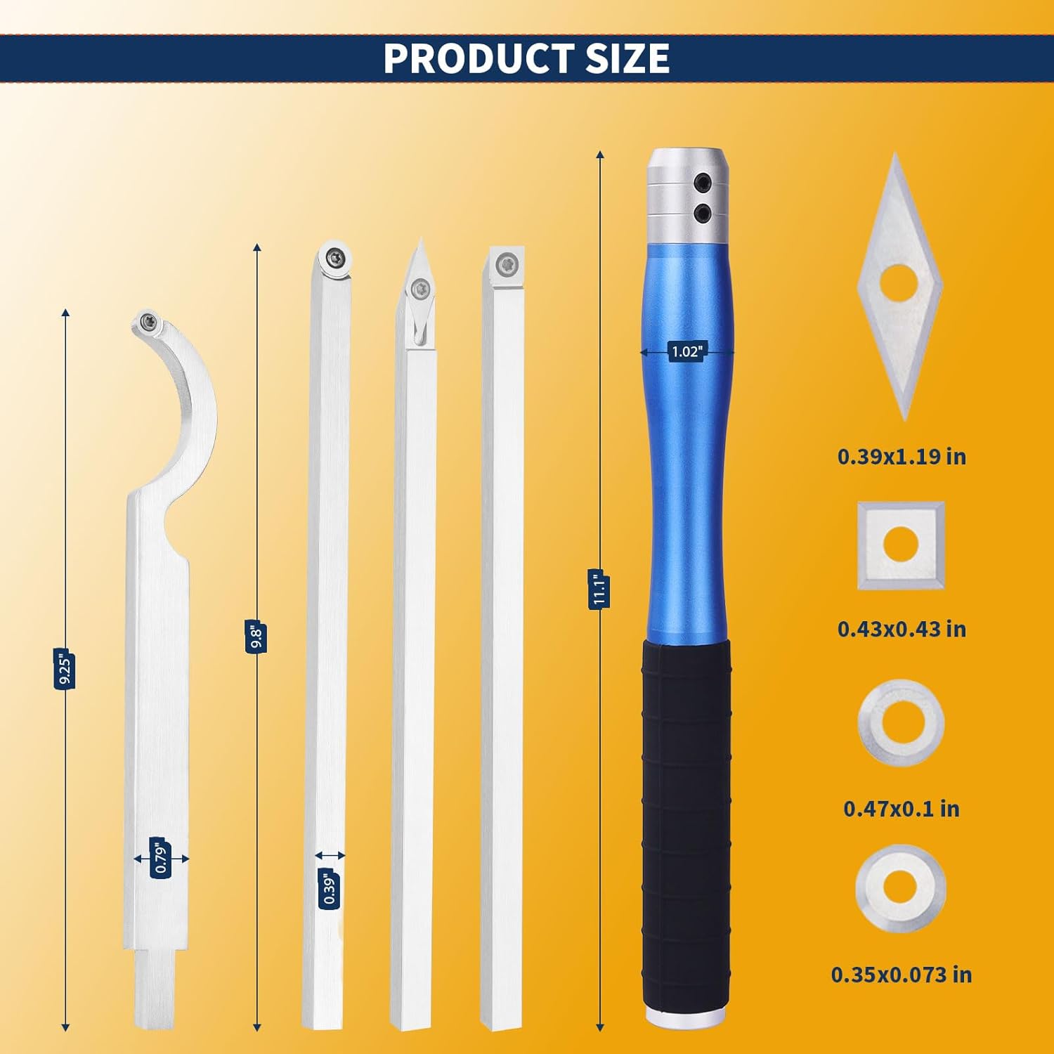 Juego de herramientas de torneado de madera con punta de carburo, herramientas de torno de madera con 2 asas extraíbles y un conector ajustable,