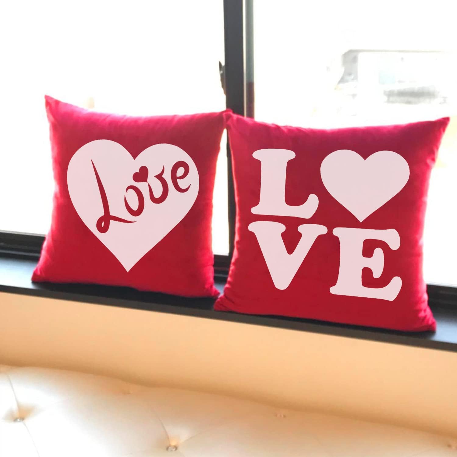 LOZACHE Juego de 2 fundas de almohada para el día de San Valentín de 18 x 18 pulgadas, decoración navideña con corazón rojo para decoración del