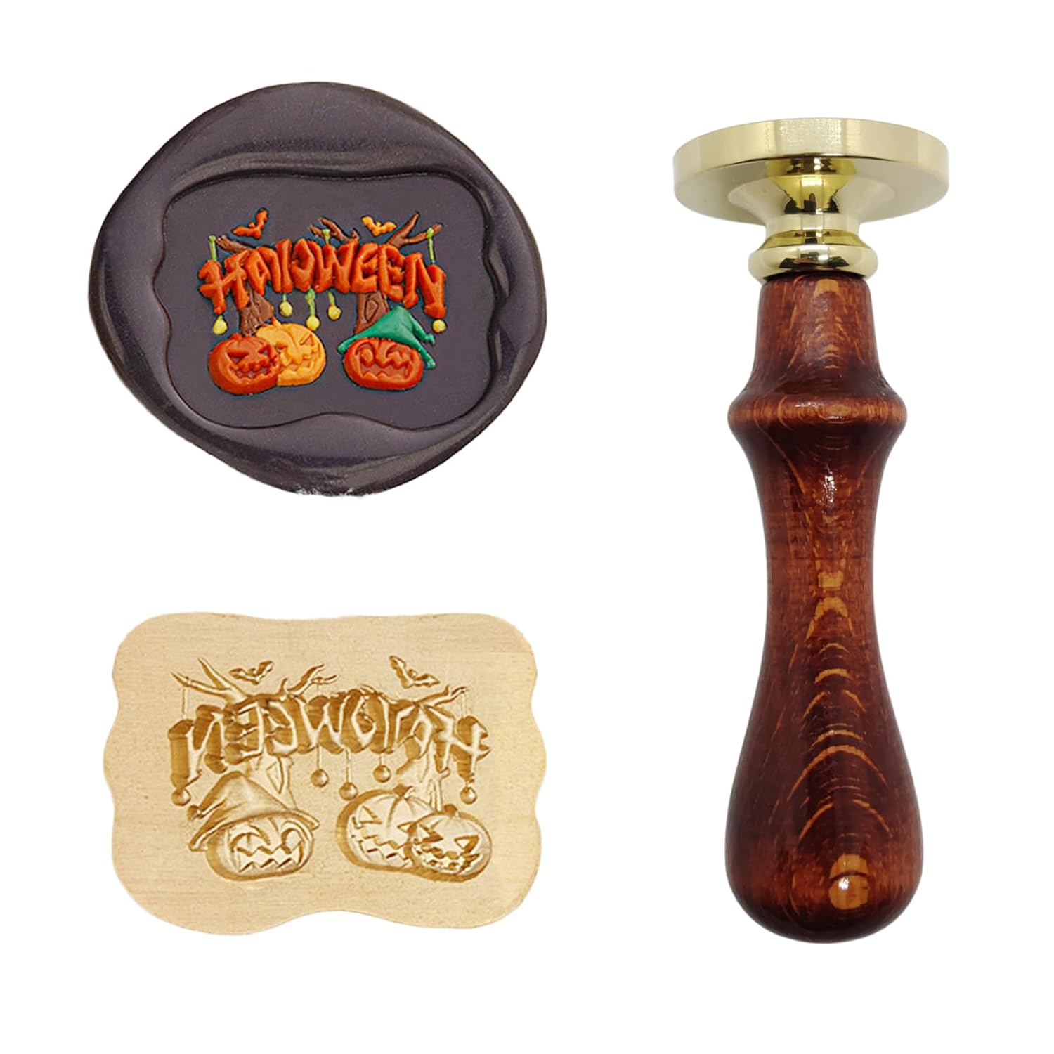 Kit de sellos de cera para noche de Halloween, sellado en relieve 3D para sellado de invitación de carta de boda