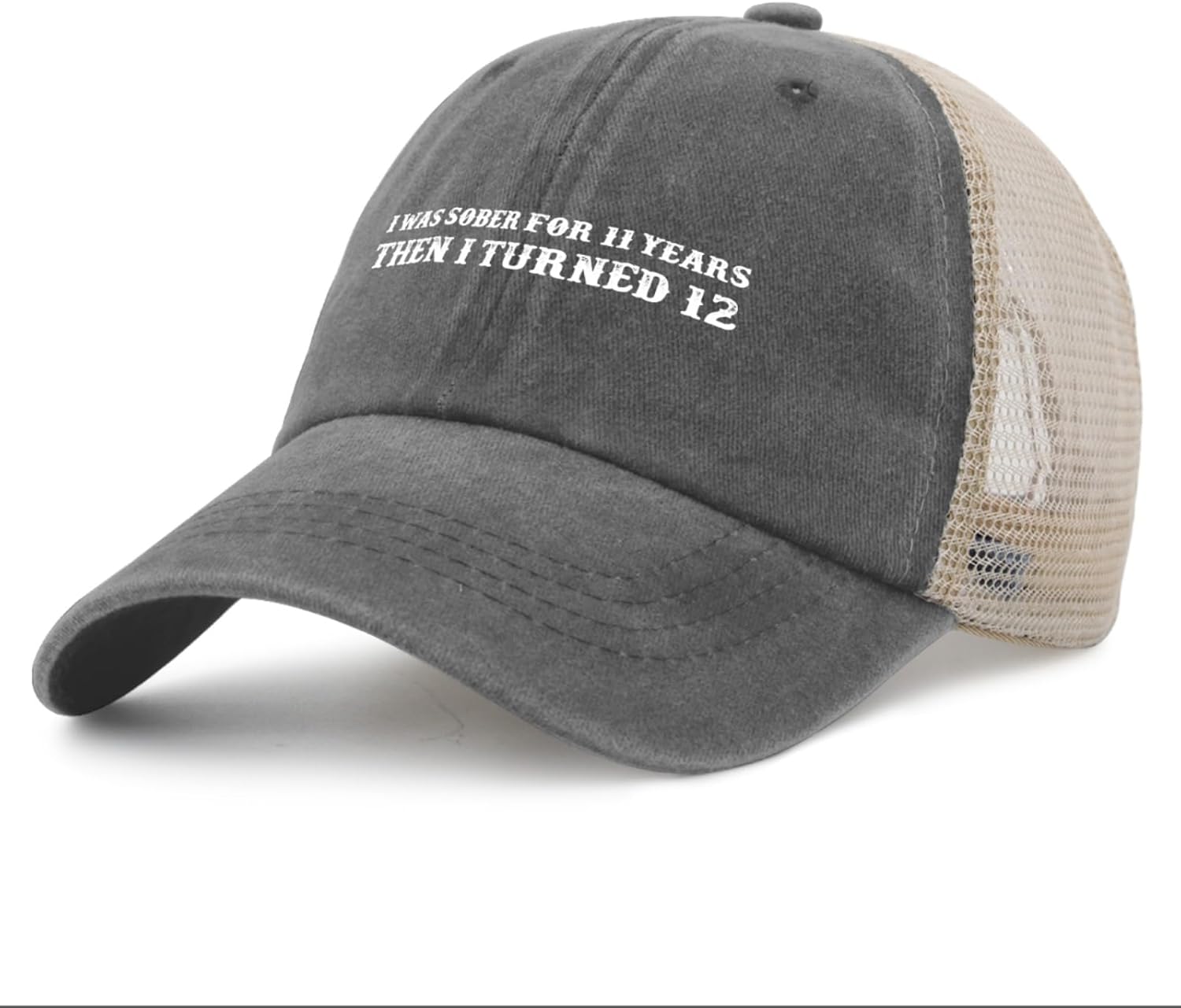 Sombrero de papá con texto en inglés “I was sober for 11 Years Then I Turned 12”, sombrero de camionero para mujer, divertido sombrero de malla para