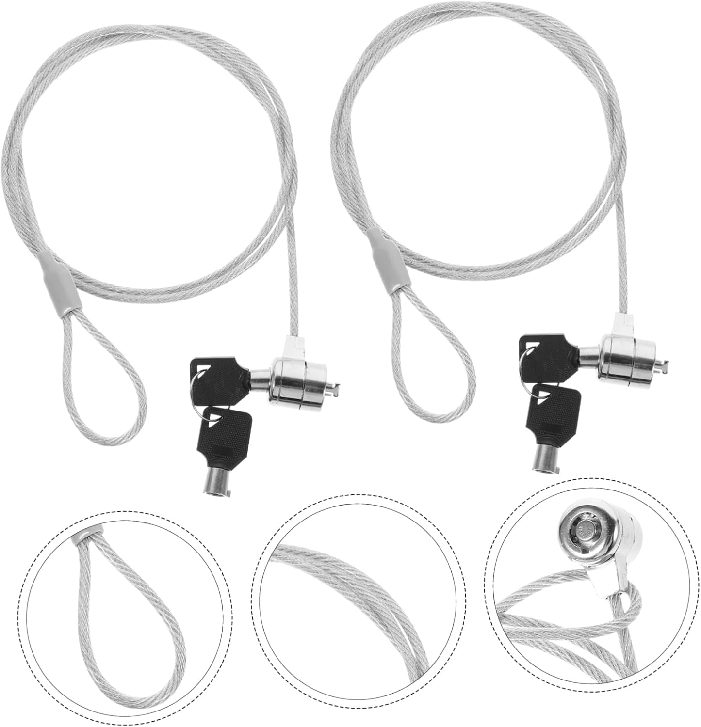 NOLITOY Computadoras portátiles 2 juegos de bloqueo de cable de bloqueo de cable anti aleación de costura portátil cerradura de cable con llave
