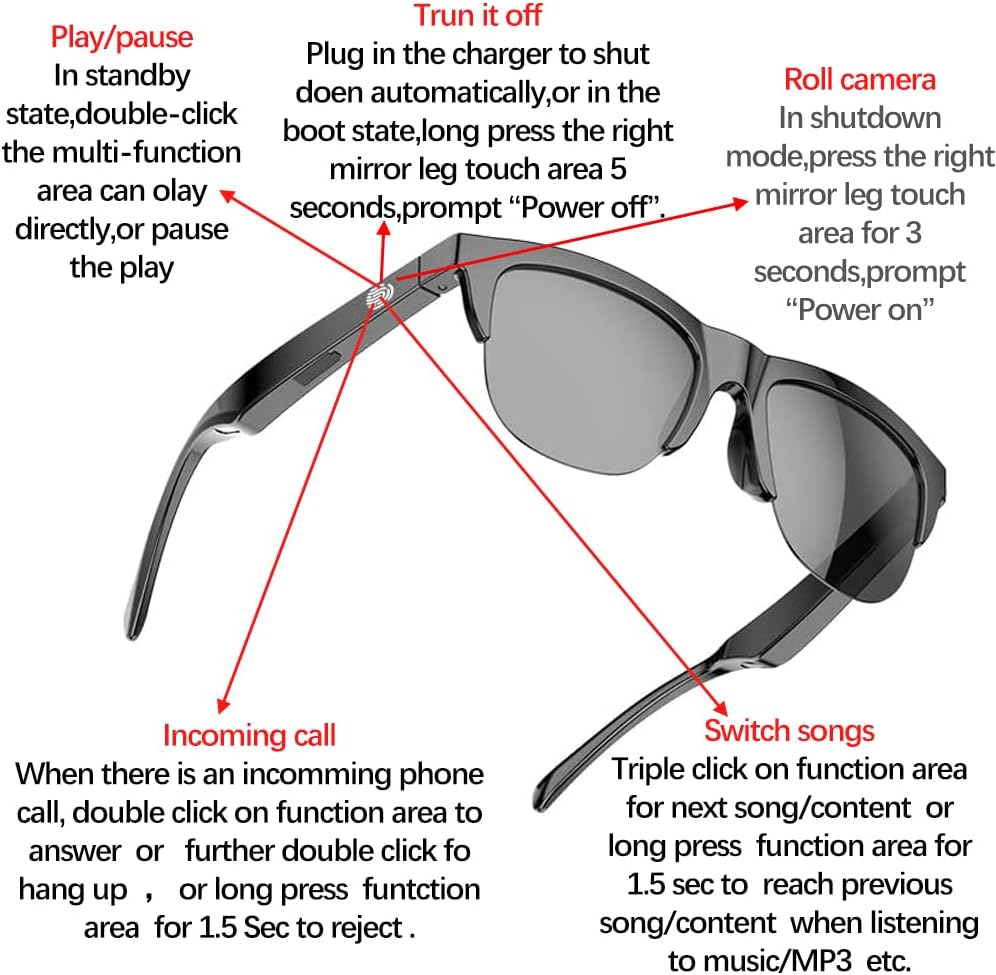 F06 – Lentes inteligentes con música de oído abierto y llamadas manos libres, gafas de audio Bluetooth para hombres y mujeres, sonido de oído