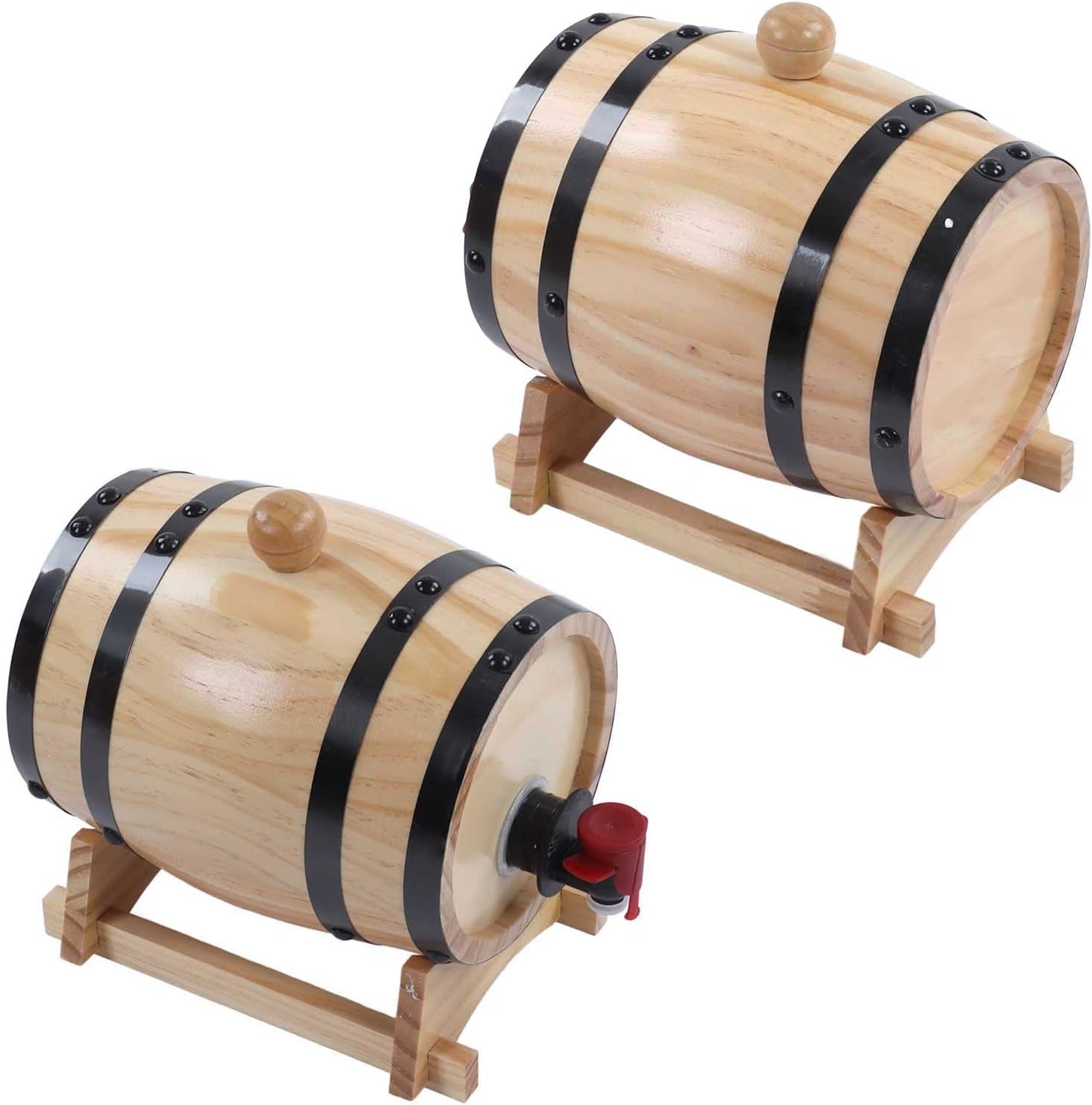 Wine Oak Barrels, Clear Wood Grain Oak Aging Barrels for Bar (1L)