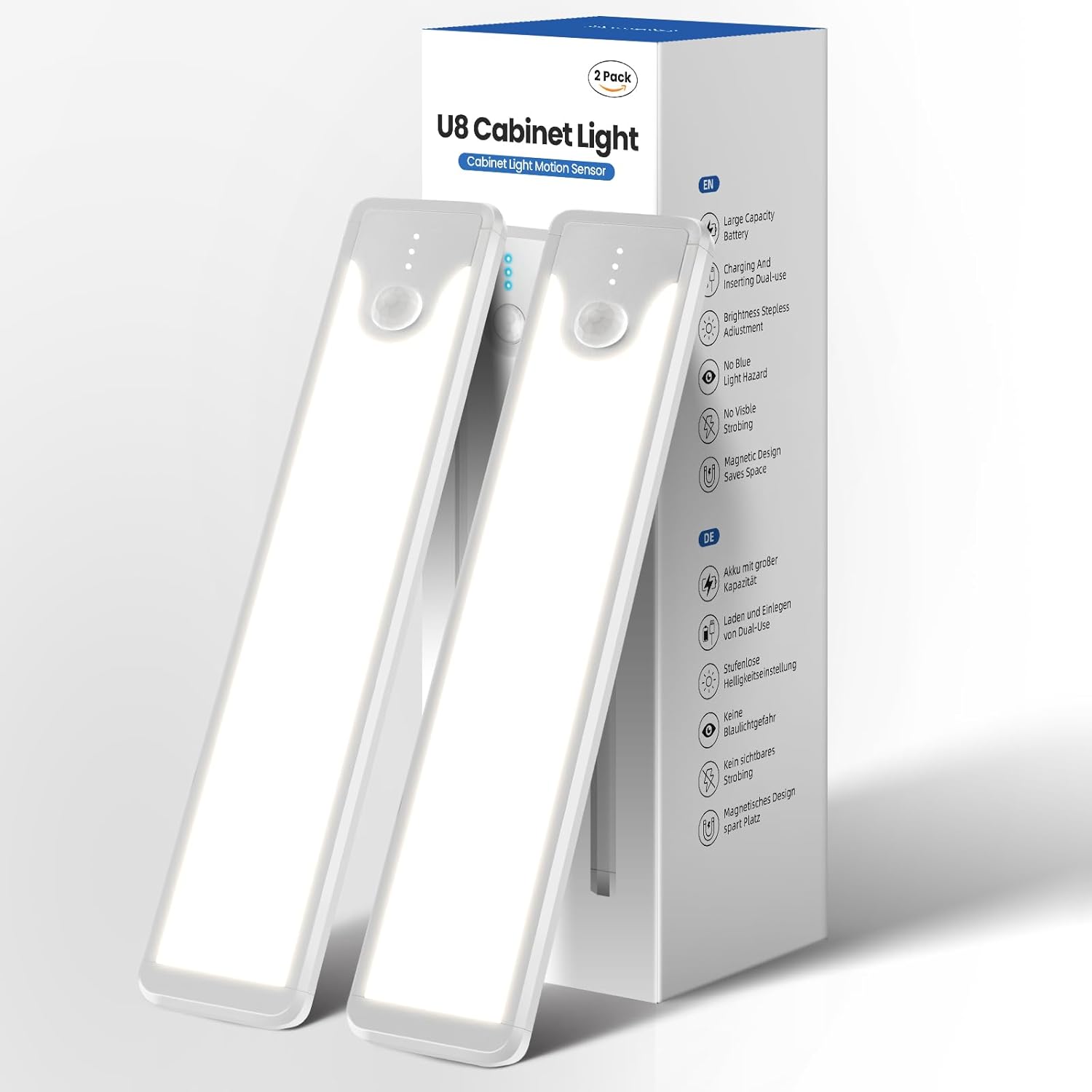 Homelist 60 luces LED para debajo del gabinete, iluminación inalámbrica para debajo del gabinete, sensor de movimiento para interiores, luz de
