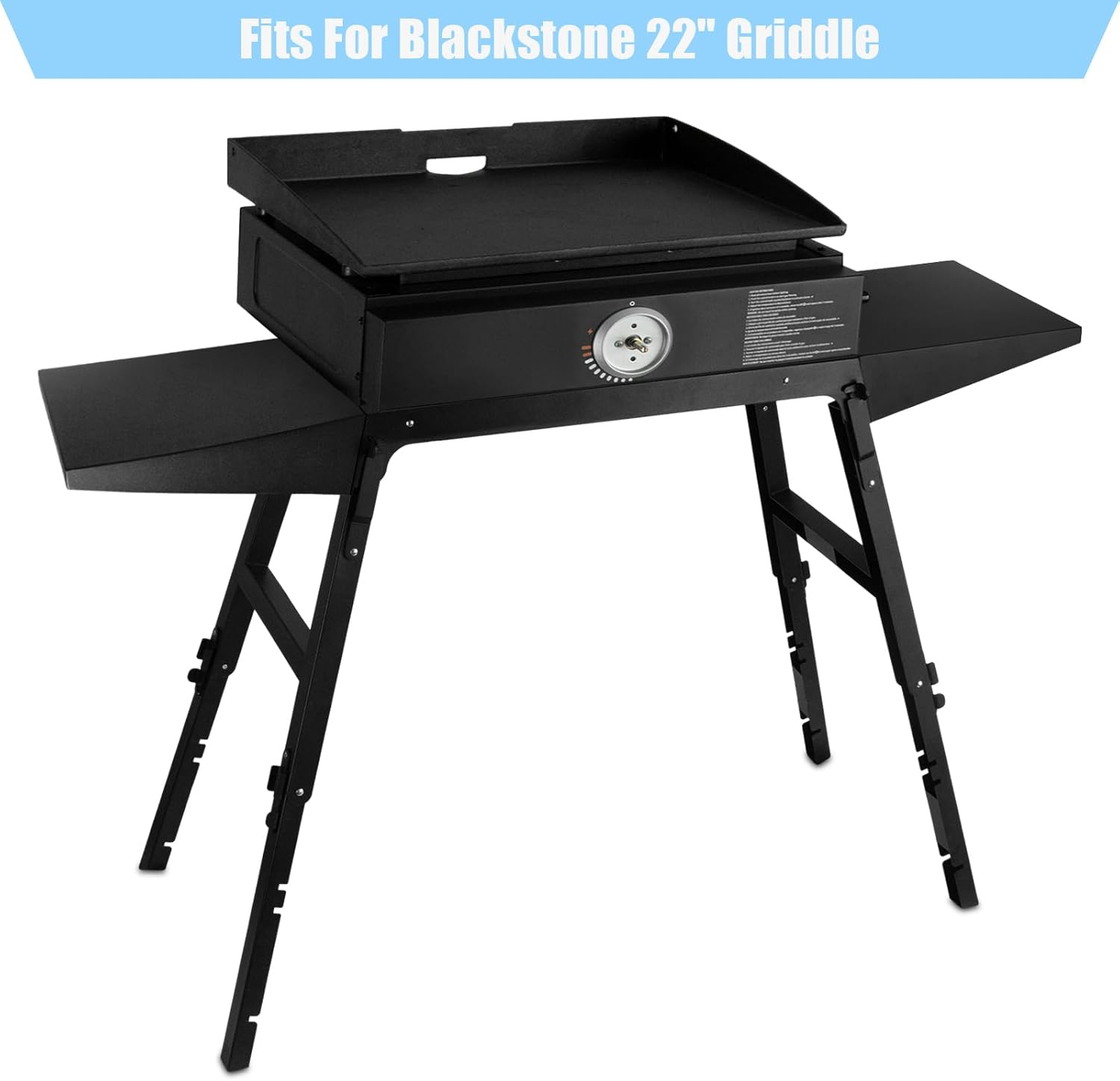 Raweao Soporte universal portátil para parrilla, soporte para parrilla Blackstone de 17 o 22 pulgadas de propano con dos estantes laterales, ideal