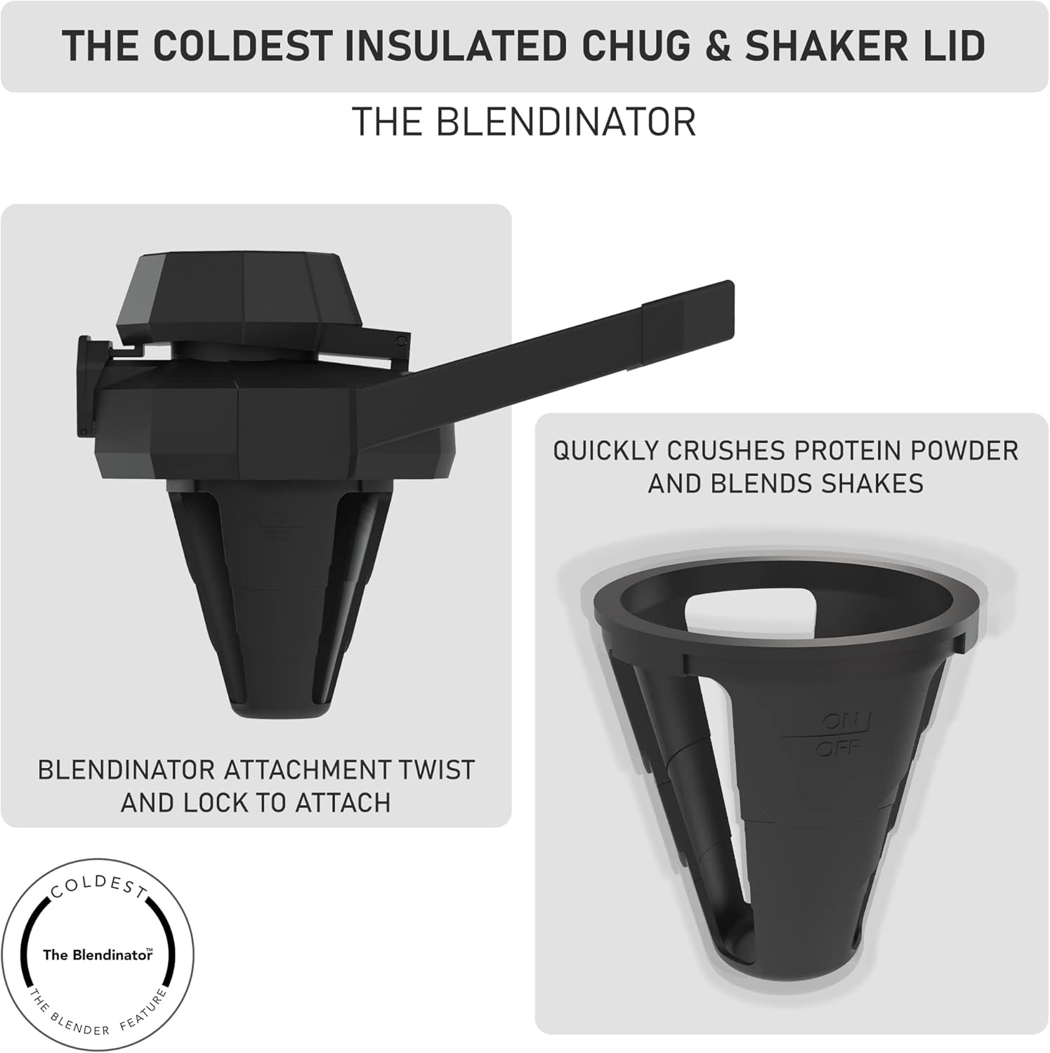 The Coldest Chug Lid and Shaker Lid para botellas de boca ancha para batidos de proteínas, batidos saludables, tapa de gimnasio (madera ejecutiva,