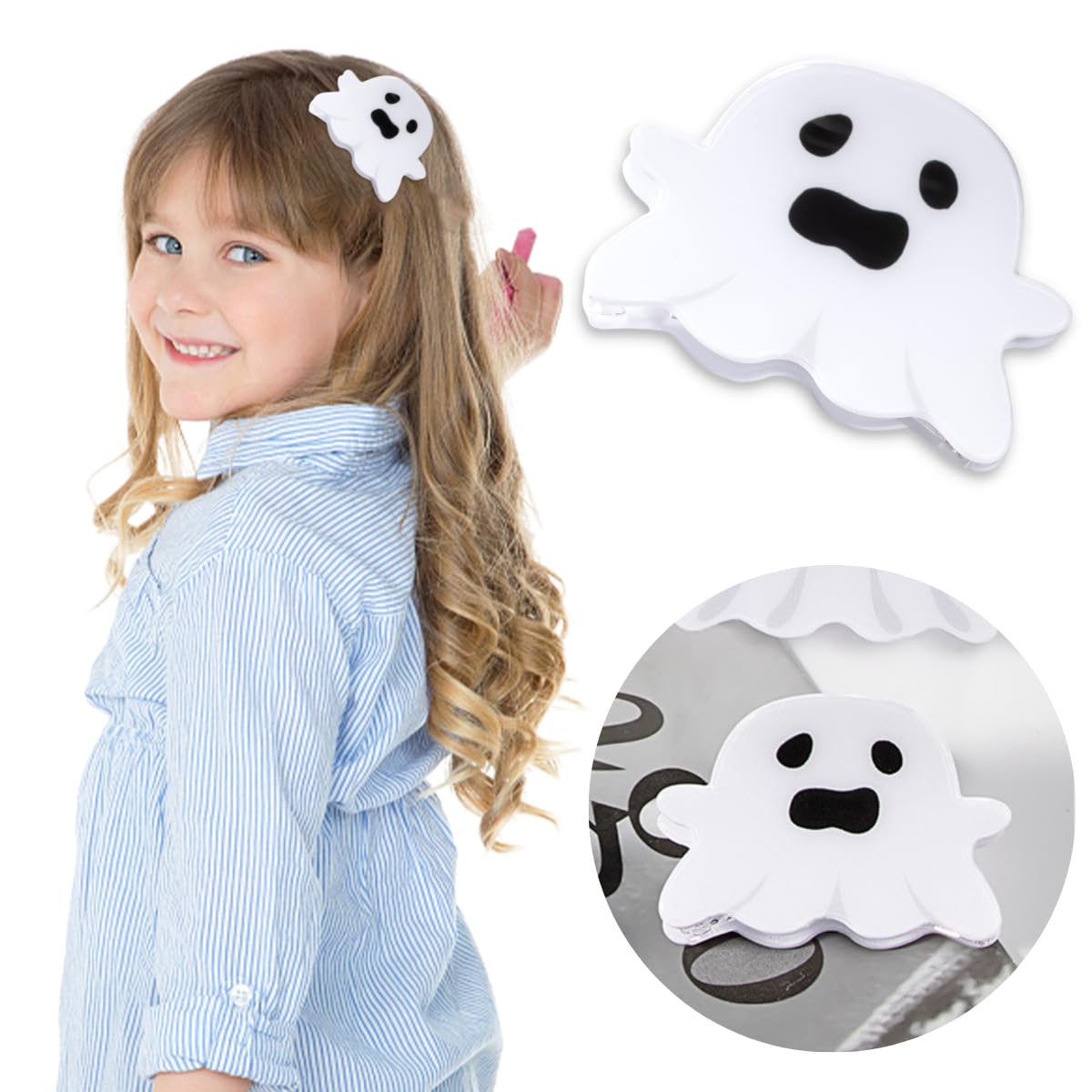 Pinzas para el cabello de Halloween, pinzas de pelo fantasma para cabello fino, naranja con forma de calabaza, lindos pasadores para el cabello,