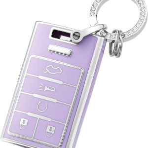 OFFCURVE Funda para llavero para Cadillac C5 y C6, Púrpura+llavero OFFCURVE Funda para llavero para Cadillac C5 y C6, Púrpura+llavero