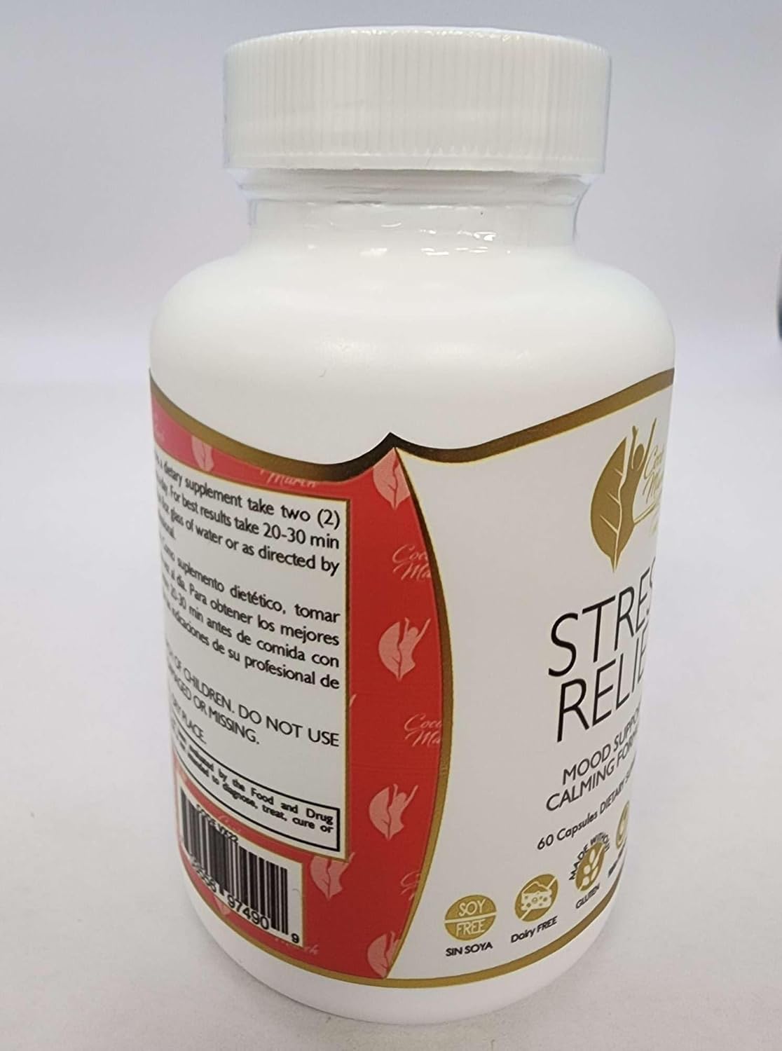 Alivio del estrés por Coco March  28 plantas y vitaminas  Sin soja, sin gluten, apto para dieta cetogénica, sin lácteos, apto para paleo, vegano  60