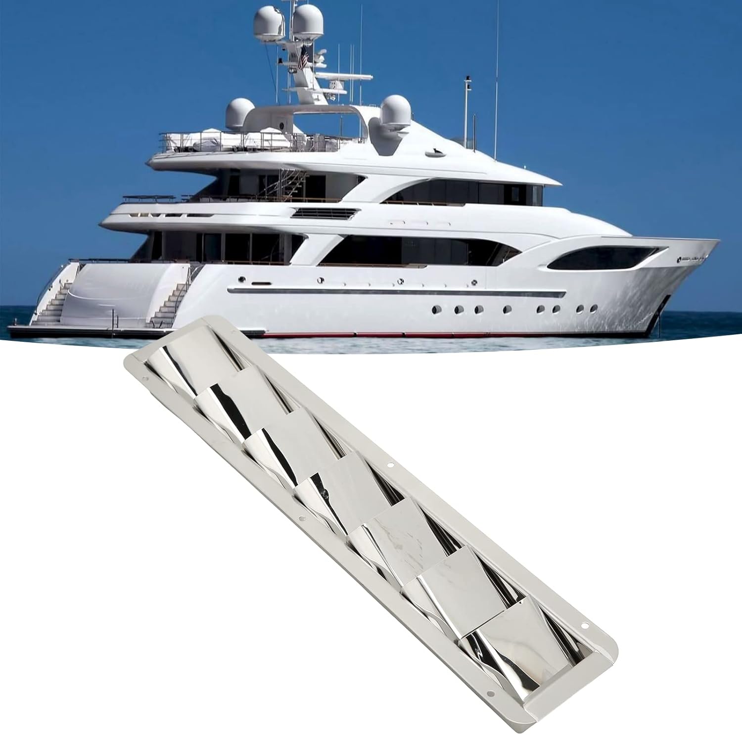 Rejilla para barco, cubierta de parrilla de ventilación marina 304, rejilla de acero inoxidable 7 ranuras para extractores, unidades de aire