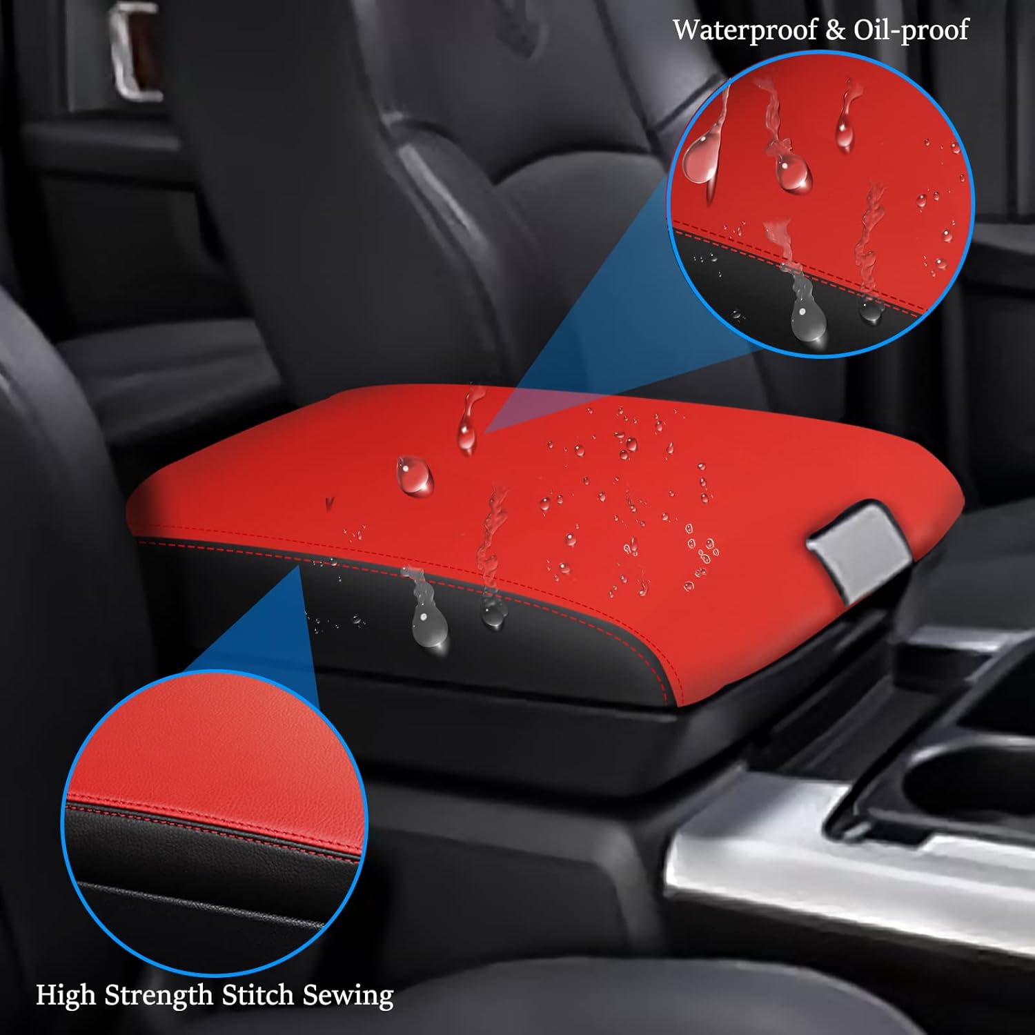 YOFAMO Funda para consola central RAM 2009-2018, antiarañazos, de cuero, impermeable, protector de reposabrazos para Dodge RAM 1500 2500 3500 4500