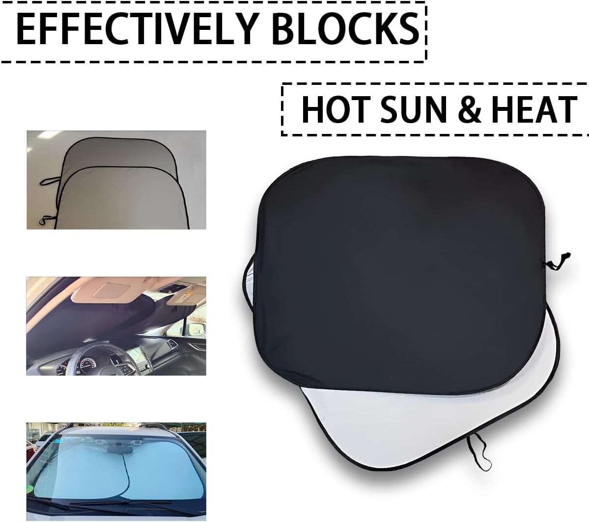 8sanlione 2 parasoles para parabrisas de automóvil, protector solar plegable para ventana delantera, bloquea los rayos UV y mantiene tu vehículo