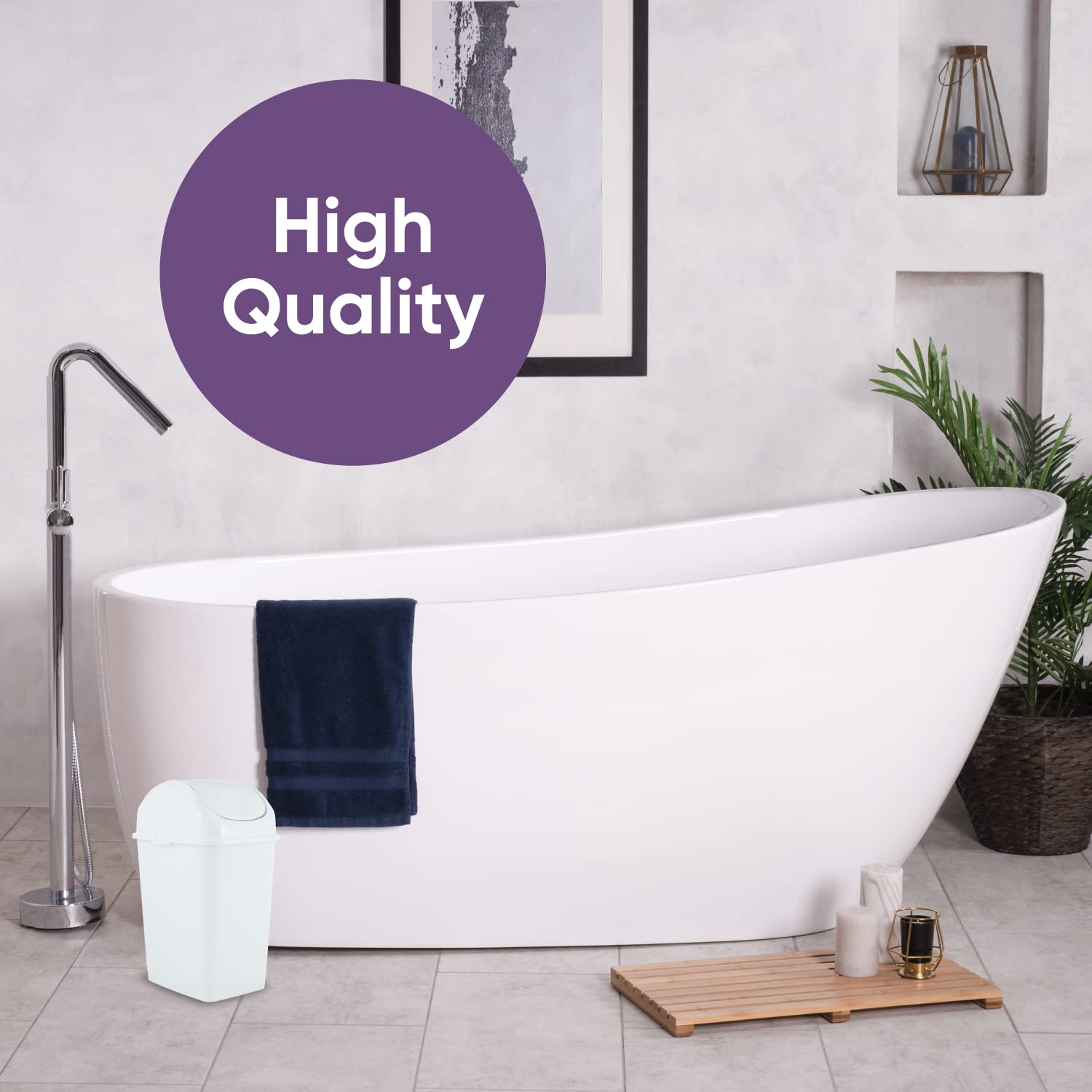 Superio Mini basurero de escritorio con tapa superior giratoria, portátil, de plástico, para encimera, escritorio, tocador de maquillaje, baño,