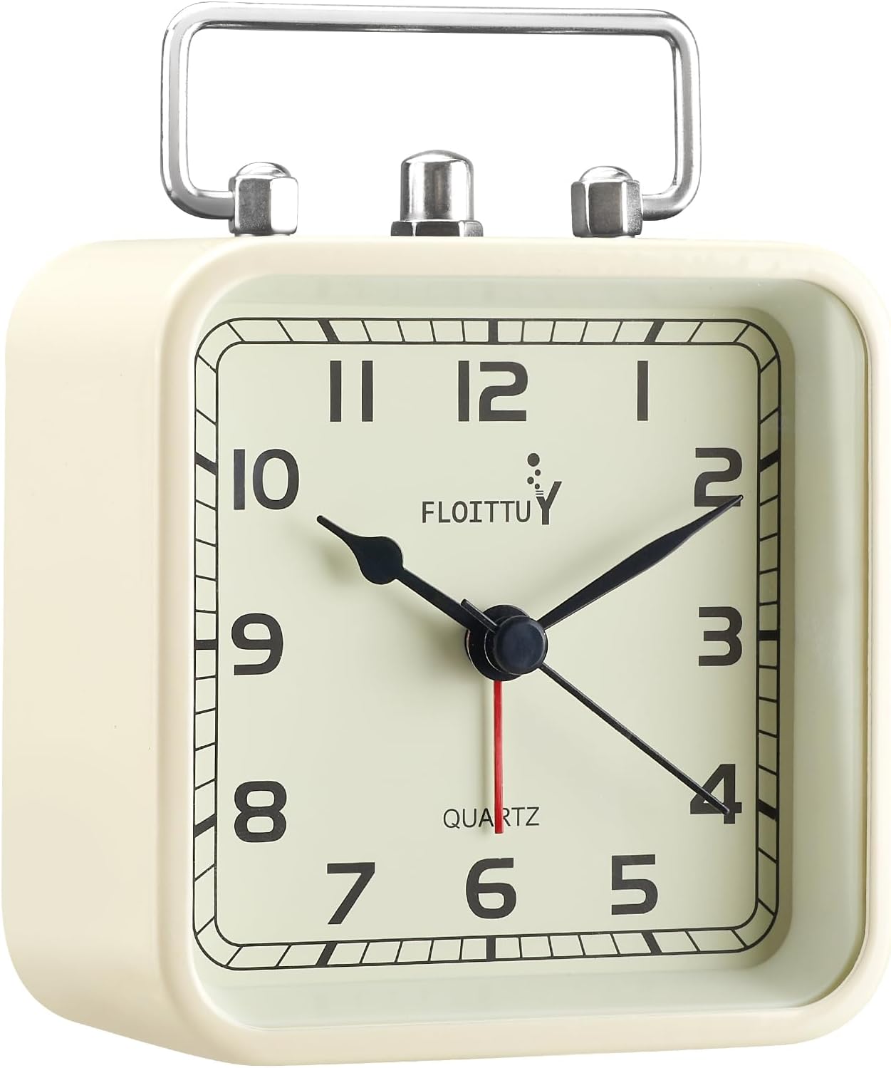 Reloj despertador cuadrado de metal, silencioso, sin tictac, funciona con pilas, luz nocturna y reloj de escritorio para dormitorio, viajes, niños,