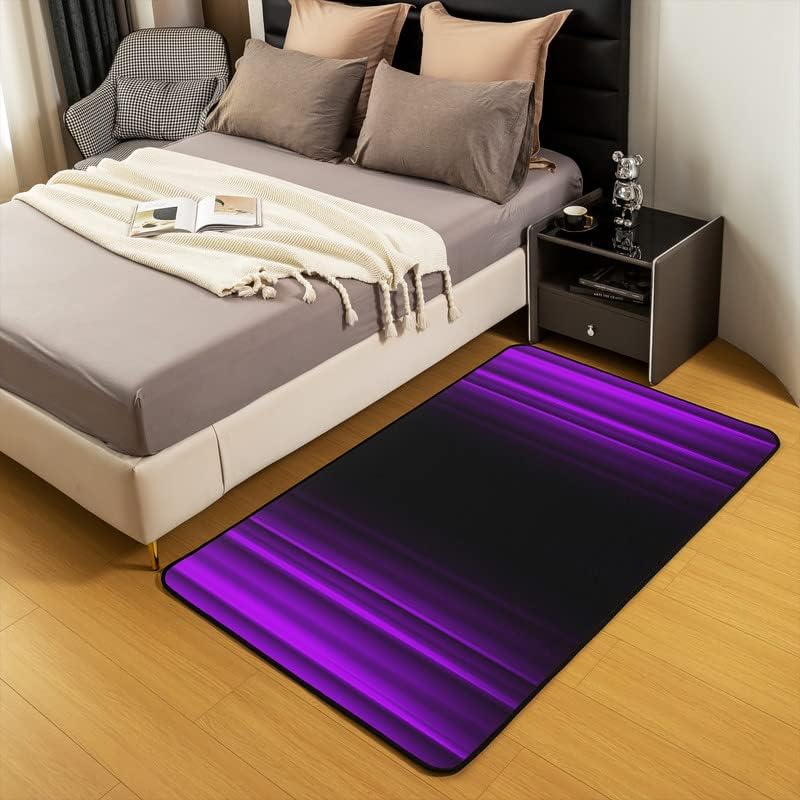 Alfombra abstracta de 5 x 7 pies, geométrica, moderna, arte abstracto, para sala de estar, dormitorio, hogar, decoración morada, negra, ultra suave,