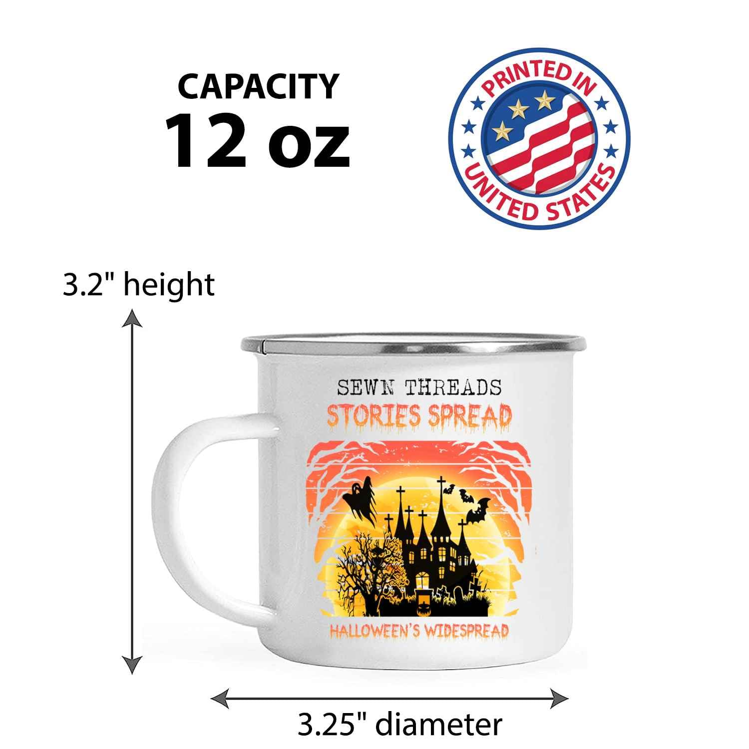 Inspirational Gift Spooky Threads Stories for Girls – Tales Of Halloween’s Widespread 12 Oz White Stainless Steel Camping Mug
