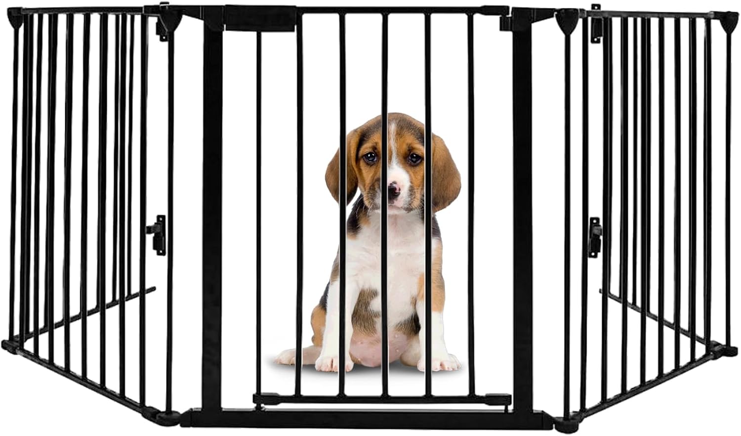 Nisorpa Dog Gate Escalera Puerta Escalera Barrera Perro Corralito de 30 pulgadas de alto, 120 pulgadas de ancho, Cerca de chimenea con Cerradura de
