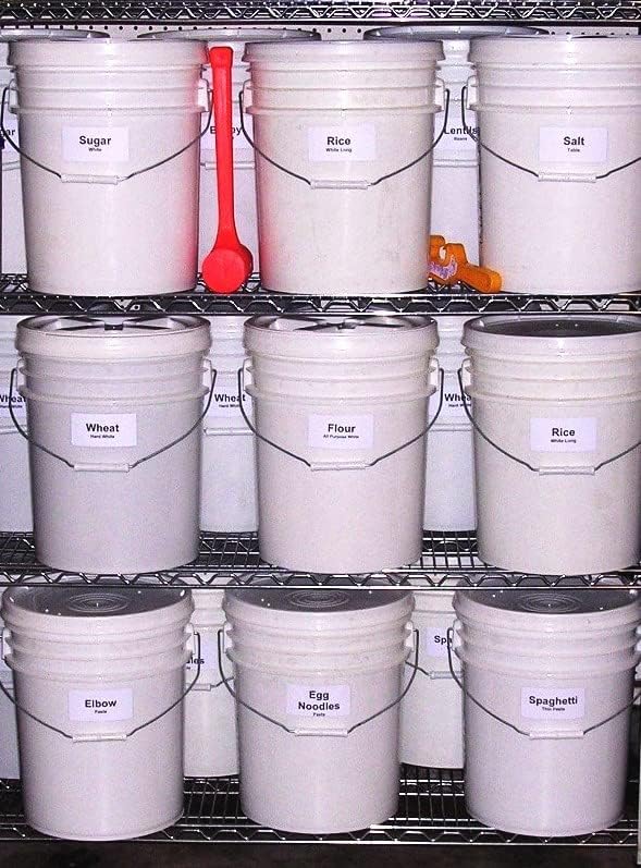 ATERET Cubo y tapa blanca de 5 galones, cubo multiusos duradero de 90 mil, grado alimenticio, plástico sin BPA, fabricado en Estados Unidos (paquete