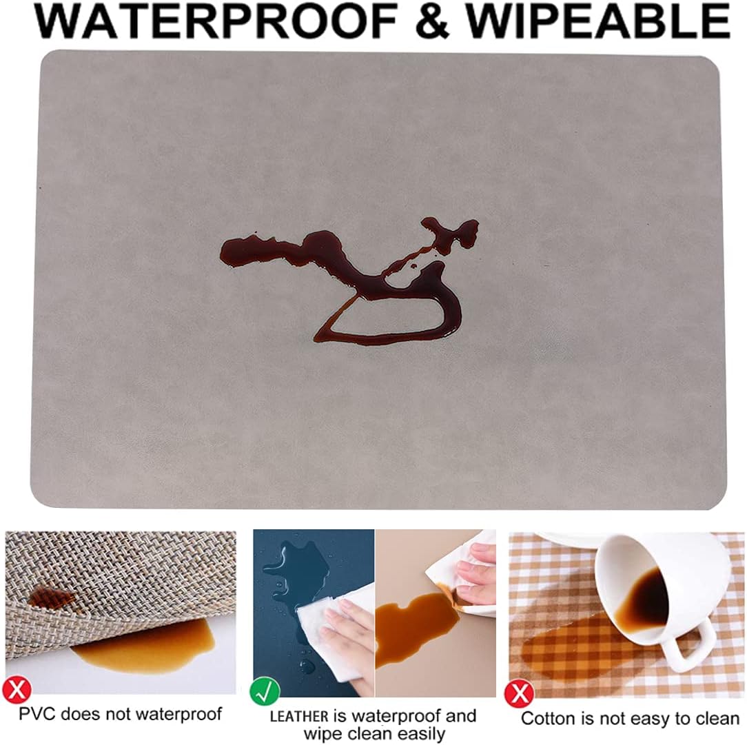 Juego de 6 manteles individuales para mesa de comedor, de piel sintética, ecológicos, lavables, resistentes al calor, antideslizantes para mesa de