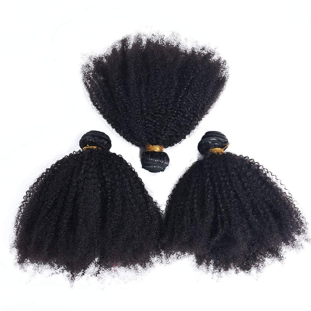 Feibin Extensiones de cabello humano rizado afro mongol de 16, 18, 20 pulgadas, 4B 4C, afro, tejido afro, extensiones de cabello humano rizado a