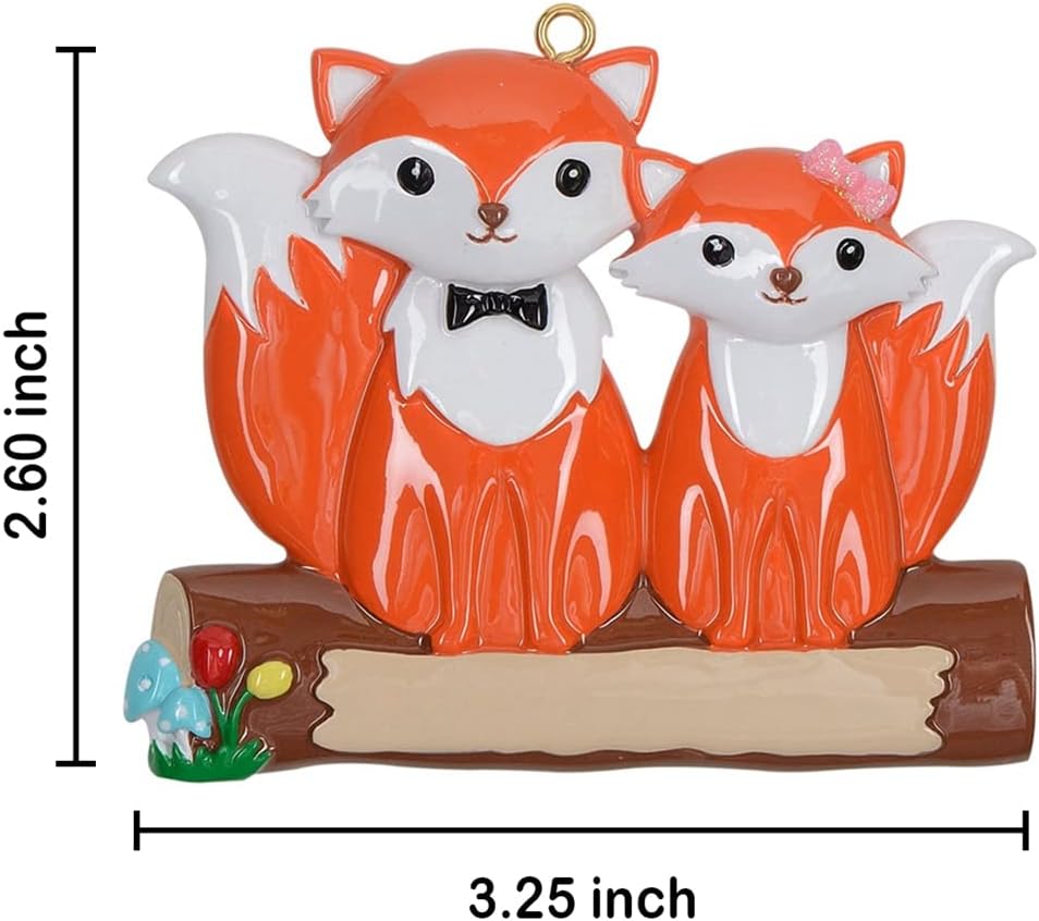 Fox – Adorno para árbol de Navidad de familia de 2 2024 Adorno personalizado de familia de zorro rojo Adorno de Navidad de pareja de zorros