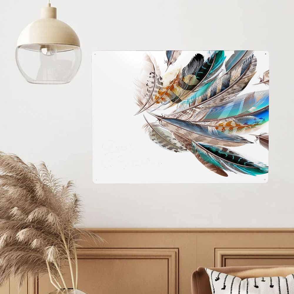 WONDERTIFY Letrero de metal de plumas Flying In The Air para cafetería, bar, pub, cerveza, restaurantes, decoración de pared, calcomanía artística,