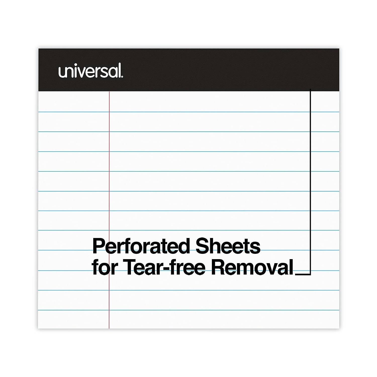 Universal 30630 Bloc de escritura a rayas premium, blanco, 8 12 x 11, legalancho, 50 hojas, 6 blocs (Unv30630)