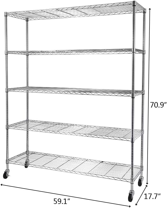 EasyGlide Adjustable 5-Tier Wire Shelving Unit