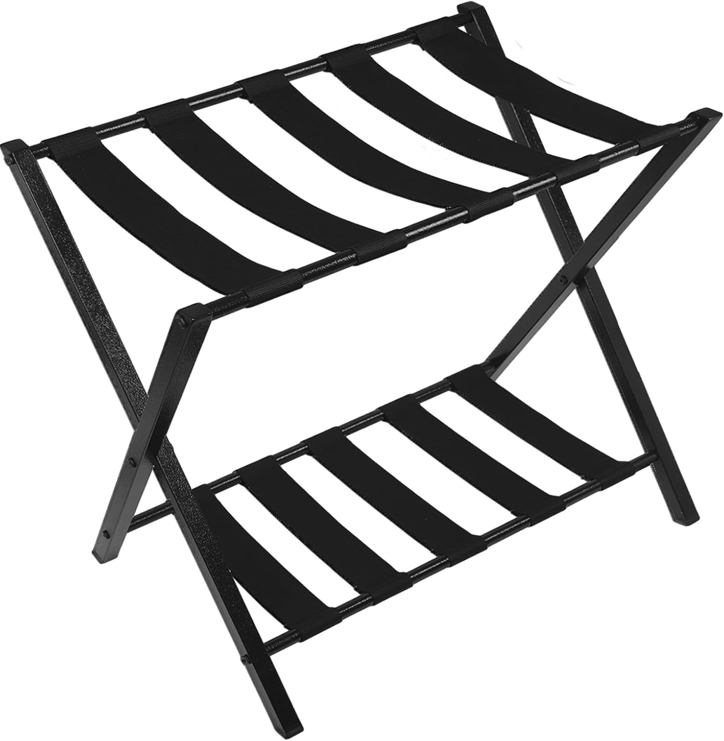 Portaequipajes plegable con estante de almacenamiento para habitación de invitados, dormitorio, hotel, negro (1)