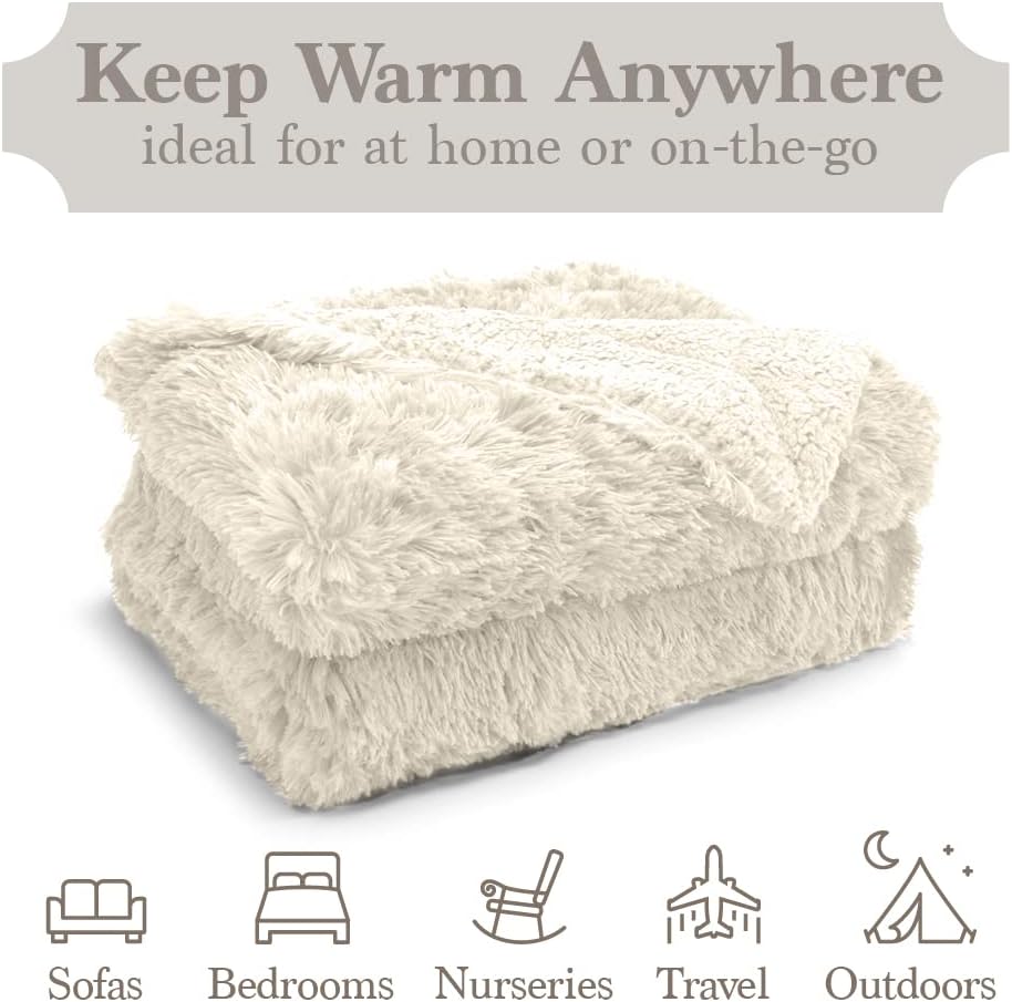 The Connecticut Home Company – Manta reversible de felpa suave y sherpa, tamaño individual de 80 x 60 pulgadas, manta gruesa y cálida para cama,