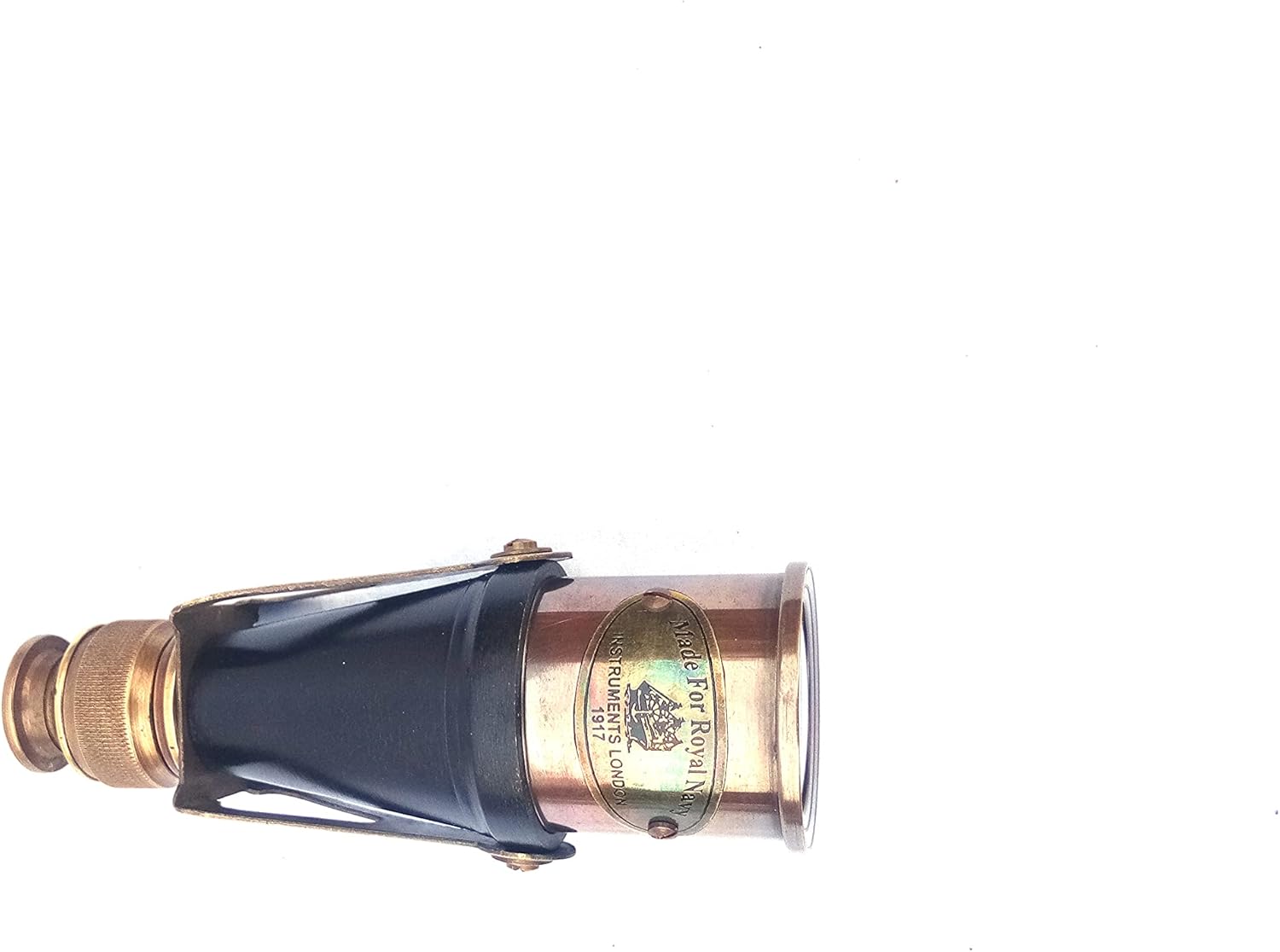 SIFAAT WORLD Latón náutico antiguo hecho para Royal Navy London-1917 monocular con funda protectora de cuero (réplica)